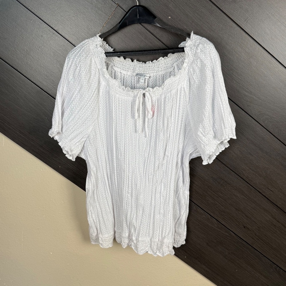 Fashion Bug Deadstock NWT Women's 2X White Peasant Blouse Cottagecore Boho